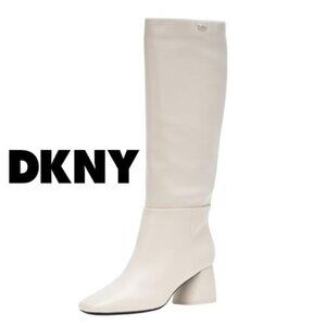 DKNY Cana Block Heel Wide-Calf Knee High Boots Soft White 6.5 Size 6.5 NIB